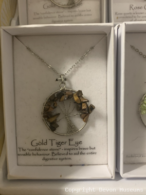 Gold tiger eye tree of life necklace product photo